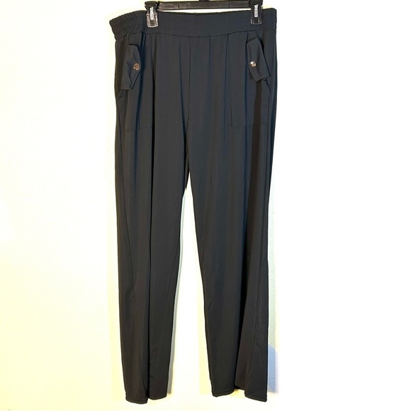 Maze Collection Pants - Maxe Collection Pants Black Plus Size 2X Elastic Waist Pockets Wide Leg Career